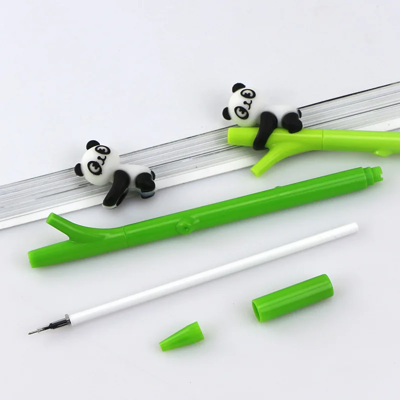 30 Pcs Korean Cute Cartoon Panda Plastic Neutral Pen Creative Bamboo Pen Black Pen Student Supplies