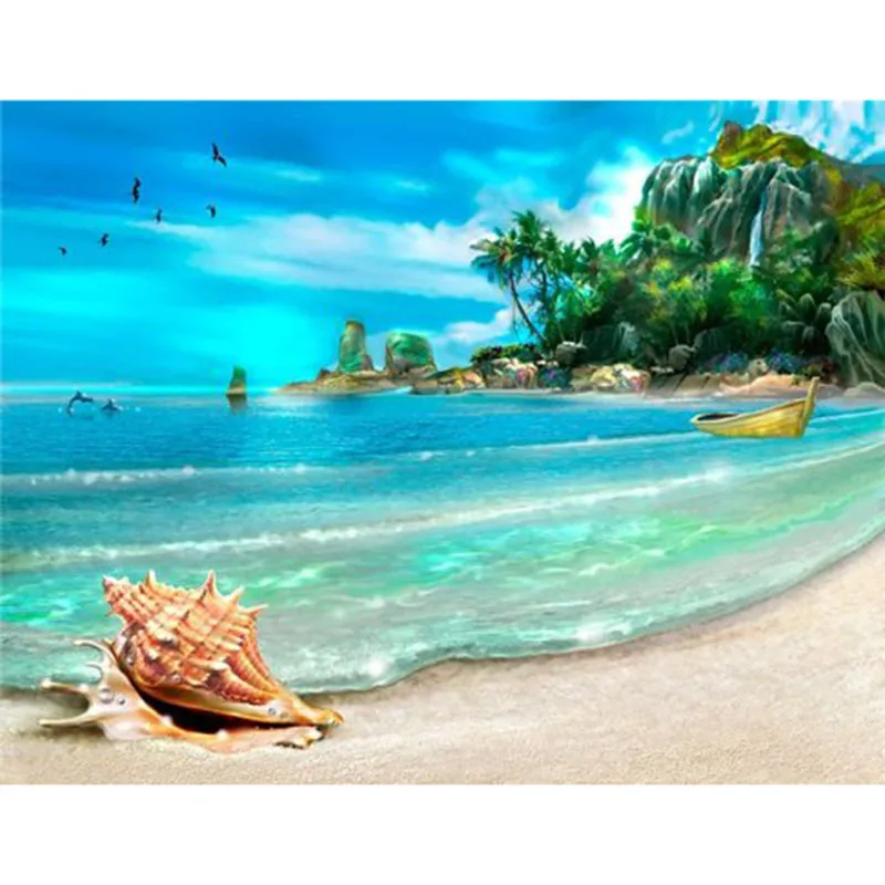 5D DIY Алмазный Embroidery''Sea shell''Diamond живопись Fullsquare и круглый бриллиант