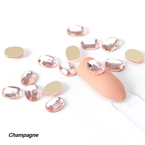 Champagne 10 шт овальные Стразы для ногтей с плоской задней стороной лак для ногтей драгоценные камни прозрачные стеклянные стразы камни очаровательные ювелирные изделия маникюрные украшения TR1010 - Цвет: Champagne