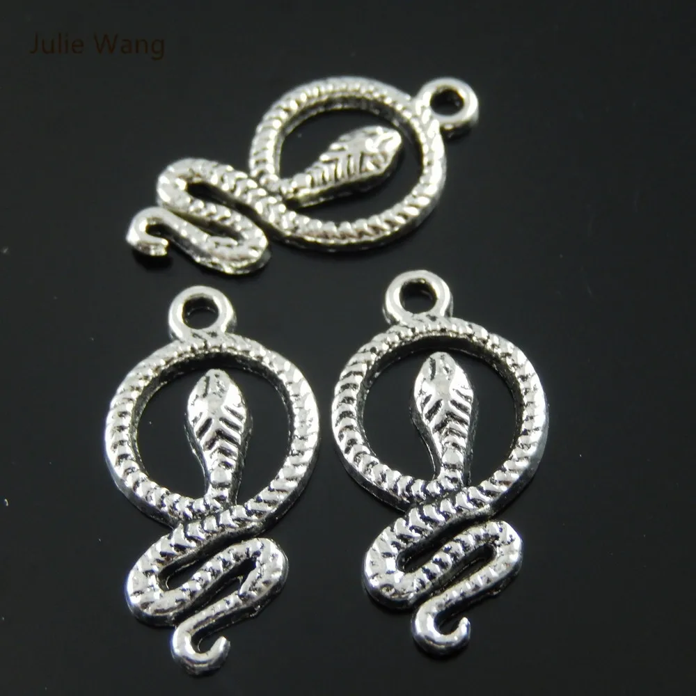 Julie Wang 10 шт. мини Подвески из сплава Ретро Серебряный цветной круг кулон в форме