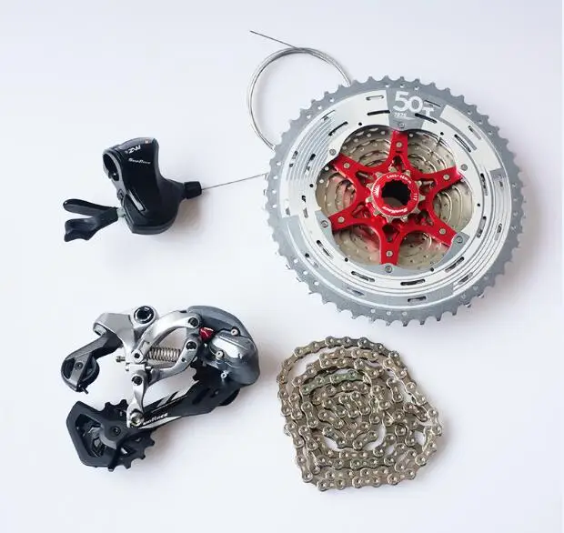 Sunracing 4 единиц, велосипед mtb 12 Скоростей комплект Groupset sunracing переключения с задние переключатели кассета с цепью - Цвет: silver 1 set