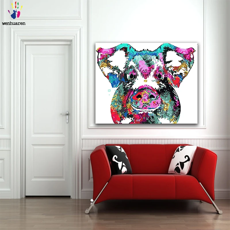 DIY картинки для раскраски по номерам с colorsCute абстрактные свинья рисунок живописи