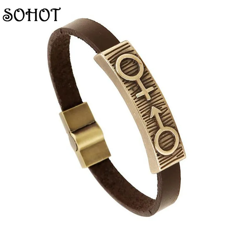 SOHOT Романтический античный бронзовый цвет для влюбленных браслет из натуральной