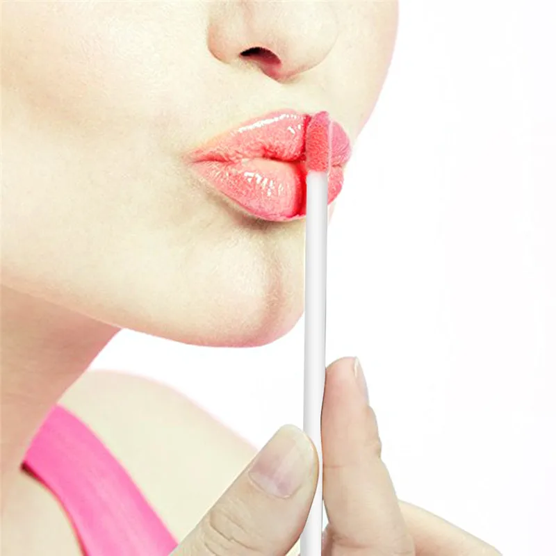50Pcs/Pack Disposable Lip Brush Kit Flurry Head Eyelash Cosmetics Make Up Tools Lipstick Gloss Wands Applicator 4Colors | Красота и