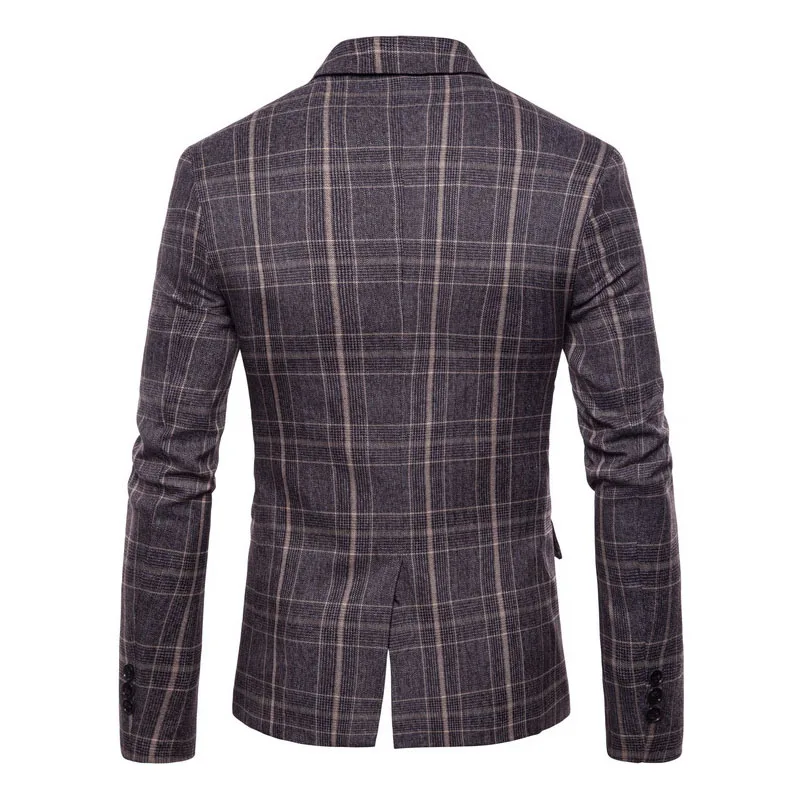 

Men Blazers Autumn Winter Outerwear Plus Size Smart Casual Single Button Slim Jackets For Male Classic Plaid Gentlemen Suits 6XL