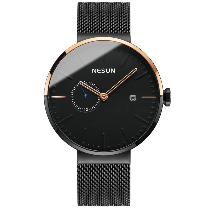 Мужские автоматические механические часы Nesun роскошные Брендовые мужские