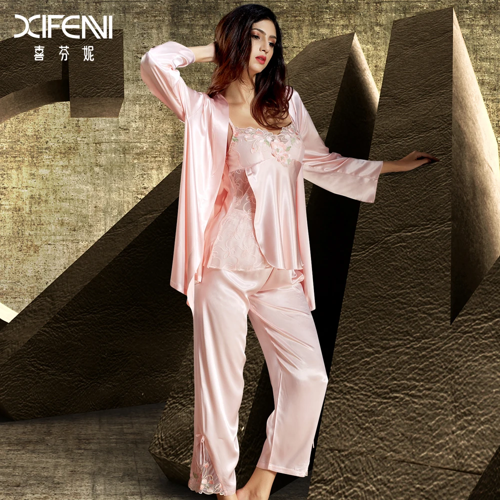 Пижама из искусственного шелка женские атласные шелковые пижамные комплекты с