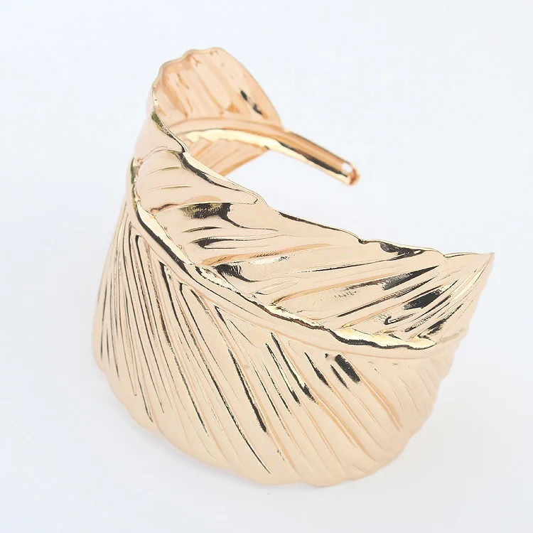 Fashion Bracelets & Bangles 18k Gold Plated Metal Hand Ring Simple Personalized Leave Shaped Bracelet Women Jewelry|bracelet belt|jewelry tennis