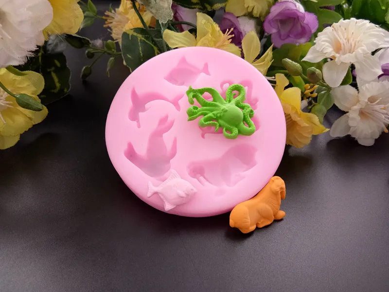 DIY формы морских животных силиконовые помадные для мыла торта украшения шоколада