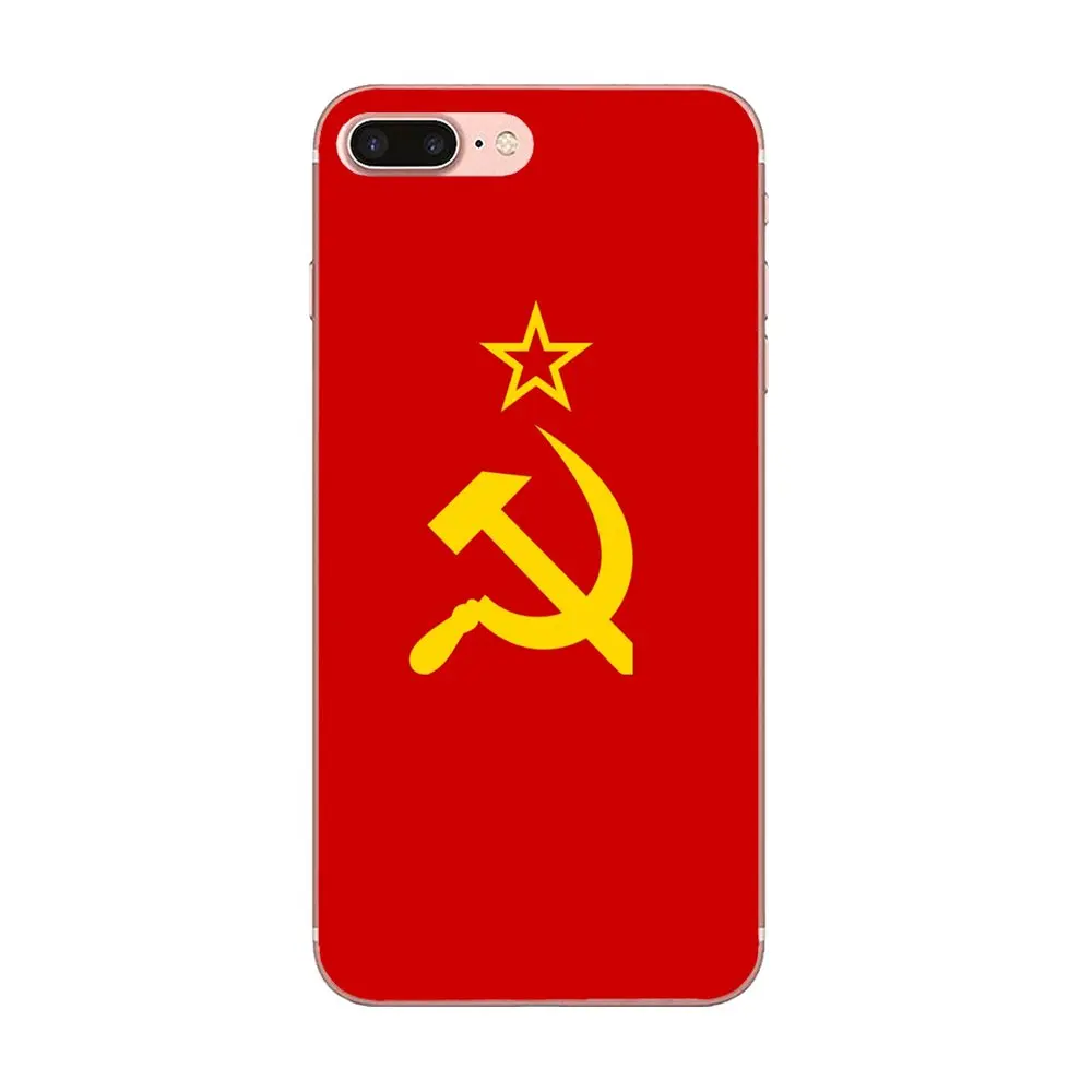 Для Xiaomi Redmi Note 2 3 3S 4 4A 4X5 5A 6 6A Pro Plus, Мягкий Силиконовый ТПУ прозрачный художественный принт, флаг СССР с Советской эмблемой