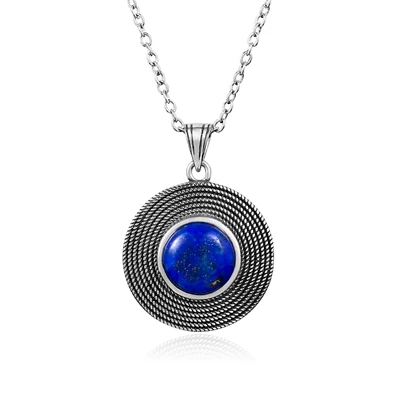 Lapis Naisya, винтажное Серебряное ожерелье 925 пробы, лазурит, натуральный камень для женщин, подарок на каждый день - Цвет камня: Lapis