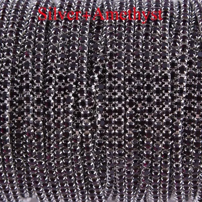 Taidian SS8 SS6Silver металлические стразы цепочка для чашки кристалл AB Стразы окантовка в рулонах 10 ярдов/партия - Цвет: MS3051
