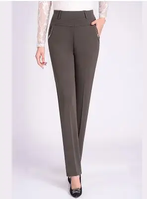 Deep khaki Модные повседневные женские штаны, Длинные свободные штаны с высокой талией, женские штаны, новые весенние/осенние женские брюки, 5xl, тянущиеся K3597 - Цвет: Deep khaki