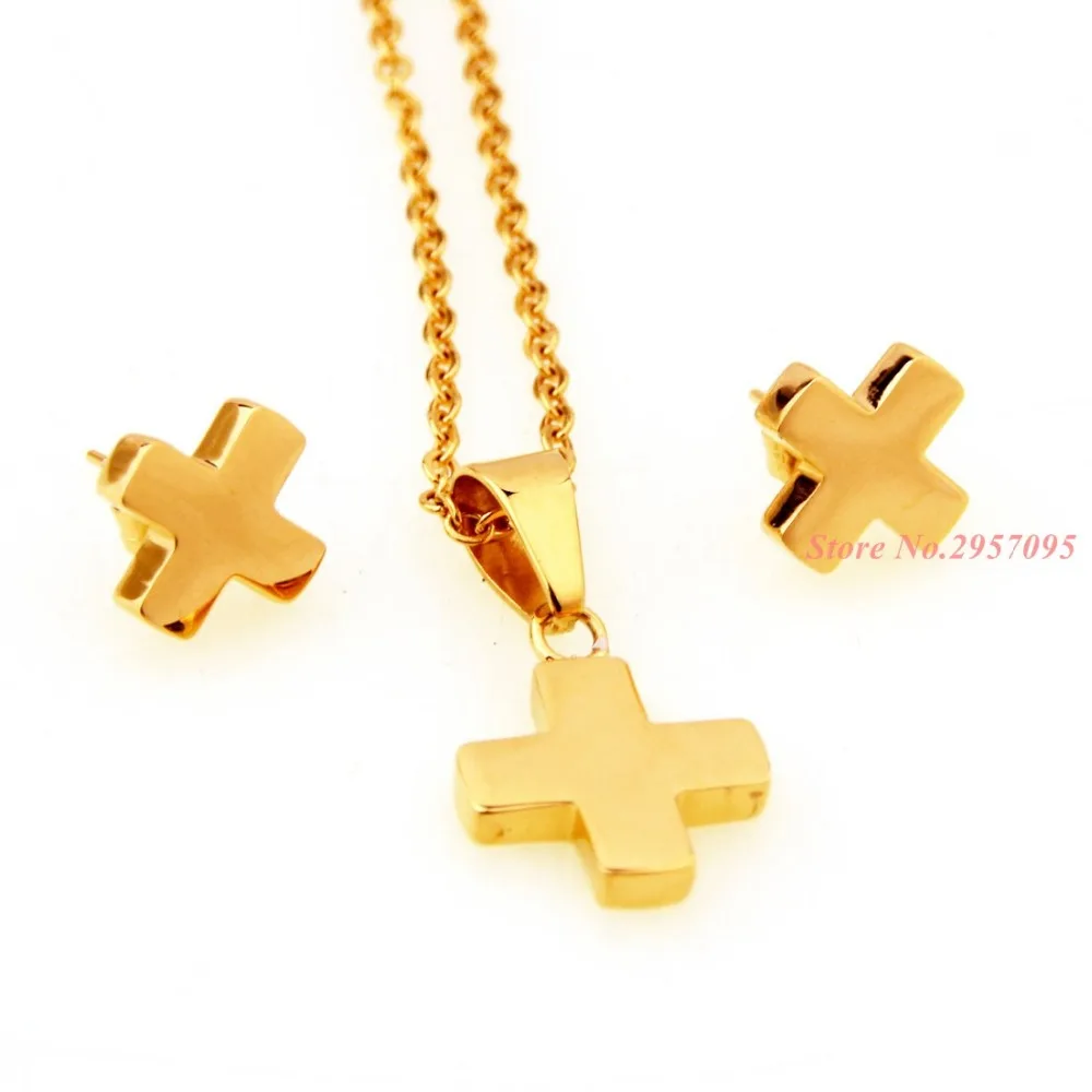 Золотой крест ожерелье из нержавеющей стали Женская цепочка ювелирные изделия