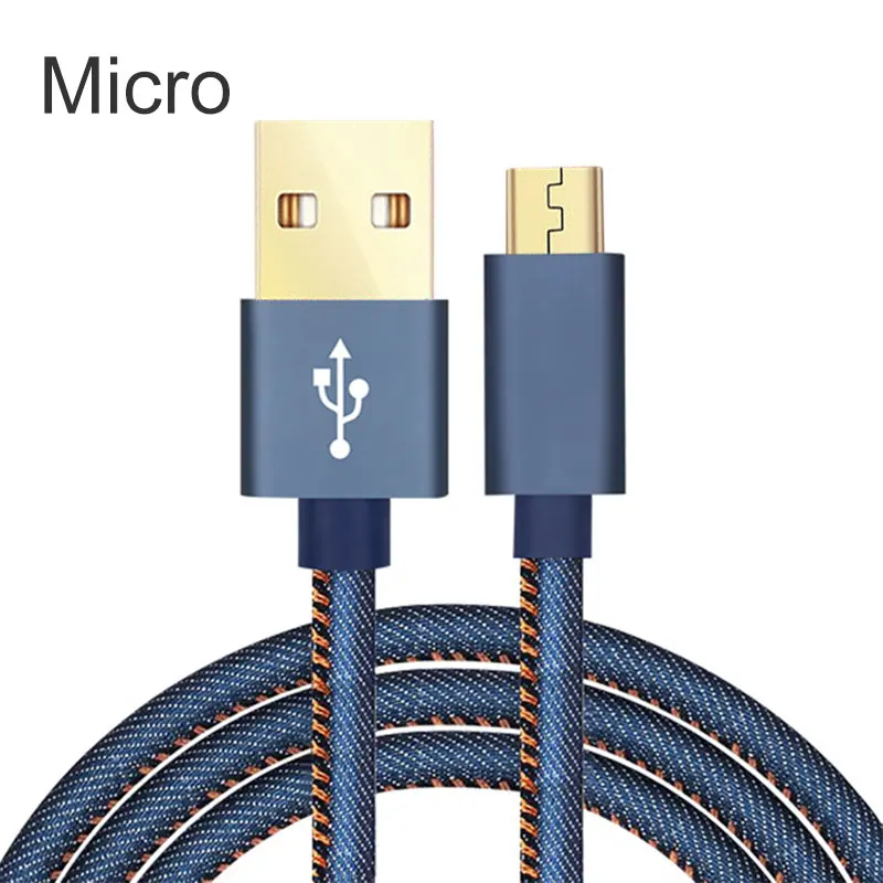 Micro Micro iOS type-c USB кабель 2A Быстрая зарядка ковбой кабель для передачи данных для умный телефон, планшет на OC Android мобильный телефон usb зарядный шнур - Цвет: Micro