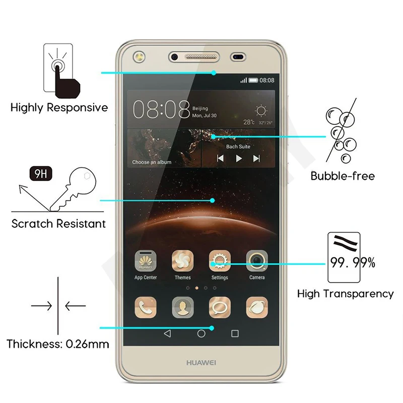 Закаленное стекло для Huawei Y5 ii 2 шт. зеркальная защита экрана Honor 5A CUN U29 5 A 0 дюйма