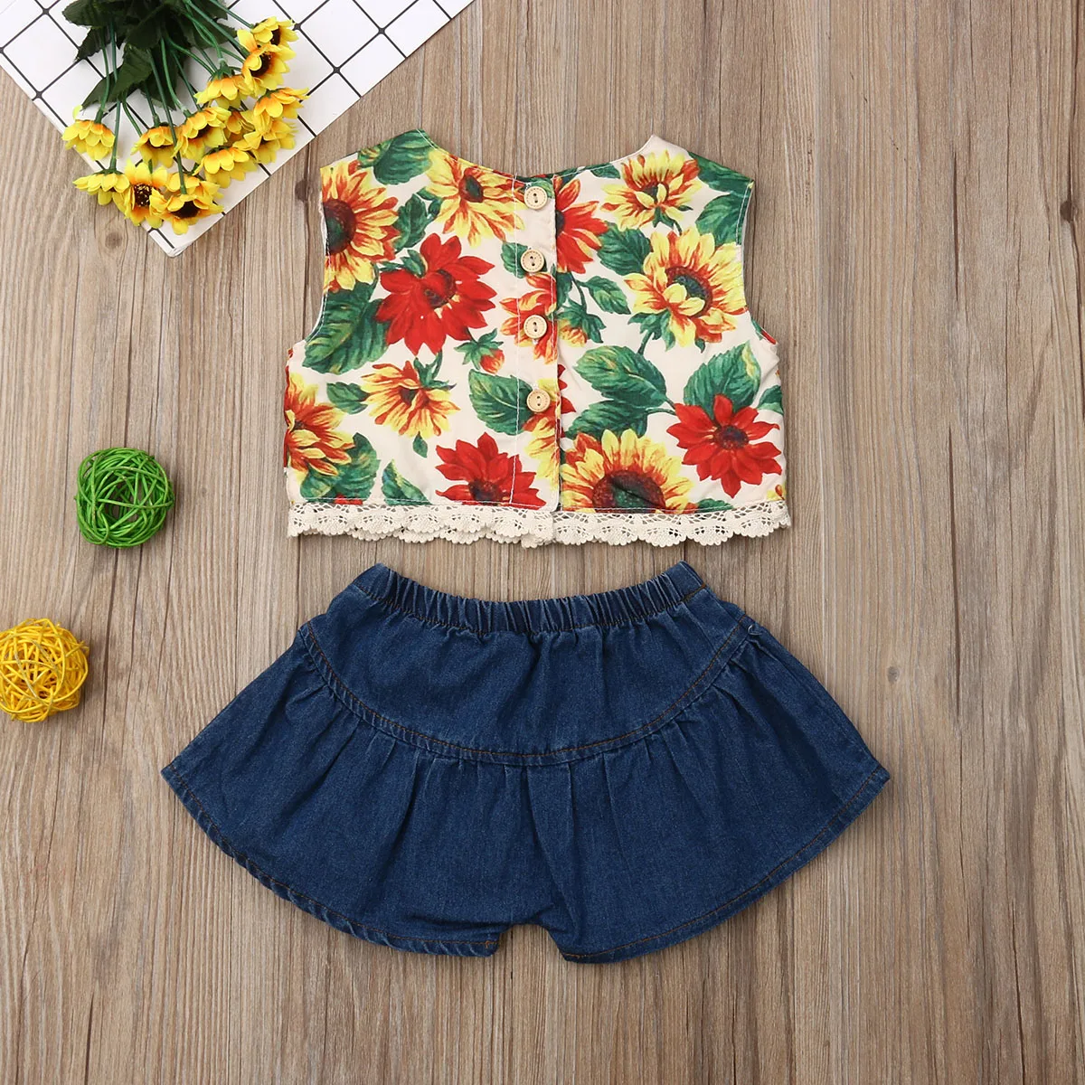 От 1 до 4 лет летние детские короткие топы с кисточками и подсолнухами для