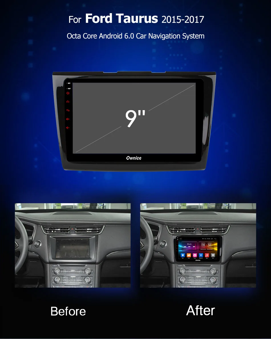 Ownice C500 + G10 Octa 8 core android 1 2G RAM dvd-gps-навигация для FORD TAURUS 2015-2017 Поддержка DAB CarPlay 4G SIM |