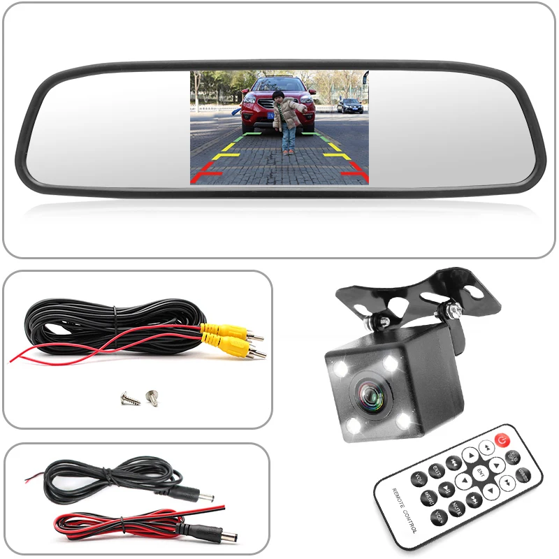 With Camera 2 способа HD 1080P видео вход 4,3 дюймов TFT lcd Автостоянка зеркало монитор с MP3 MP5 музыкальный видео плеер FM передача на автомобильное радио - Цвет: With Camera