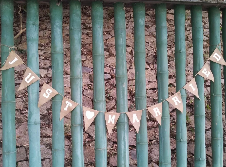 Праздничные товары для вечеринок Свадебный баннер из джутовой ткани простого