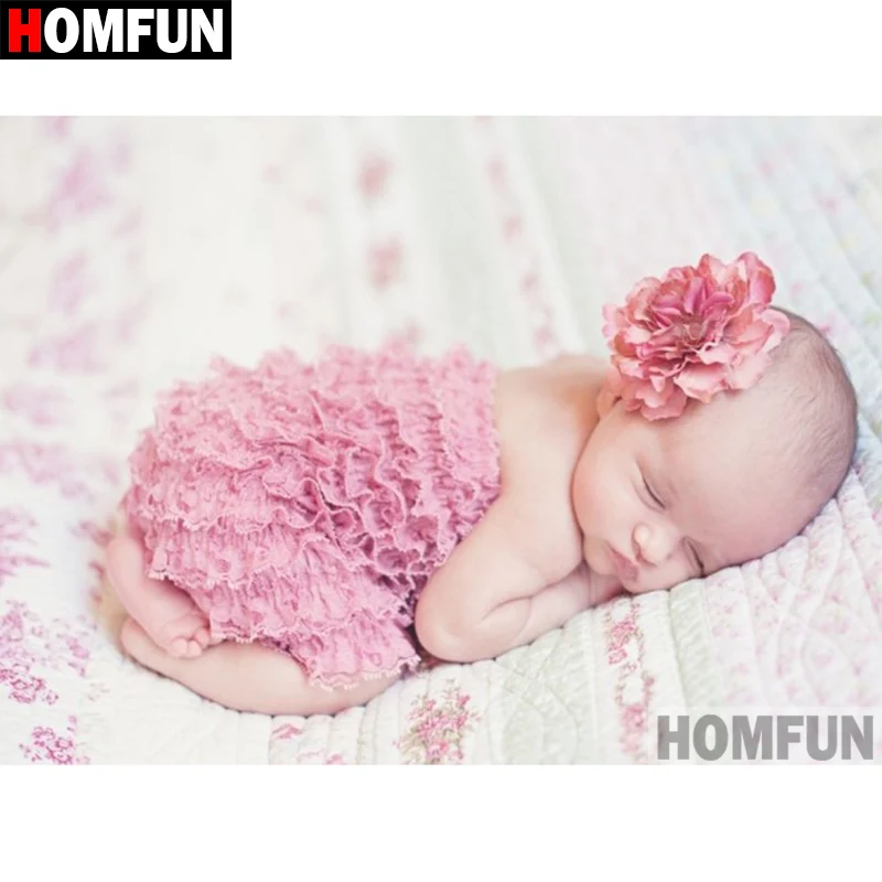 Алмазная 5D картина HOMFUN сделай сам полноразмерная/круглая вышивка милый ребенок