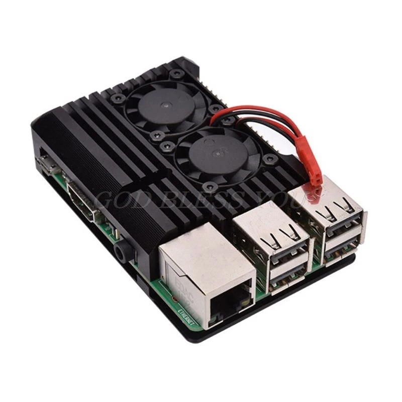 Black With Fan Aluminum Alloy Radiator Protective Case Metal Cooling Shell For Raspberry Pi 3 Model B/B+/2B Accessories - Цвет лезвия: Black With Fan