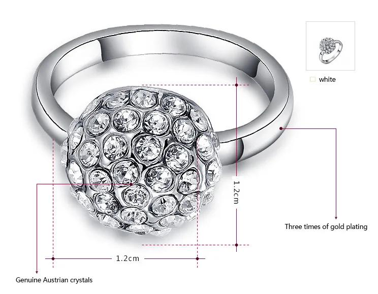 2016 подарки с подлинным австрийским кольцо кристаллами золотыми и серебряными