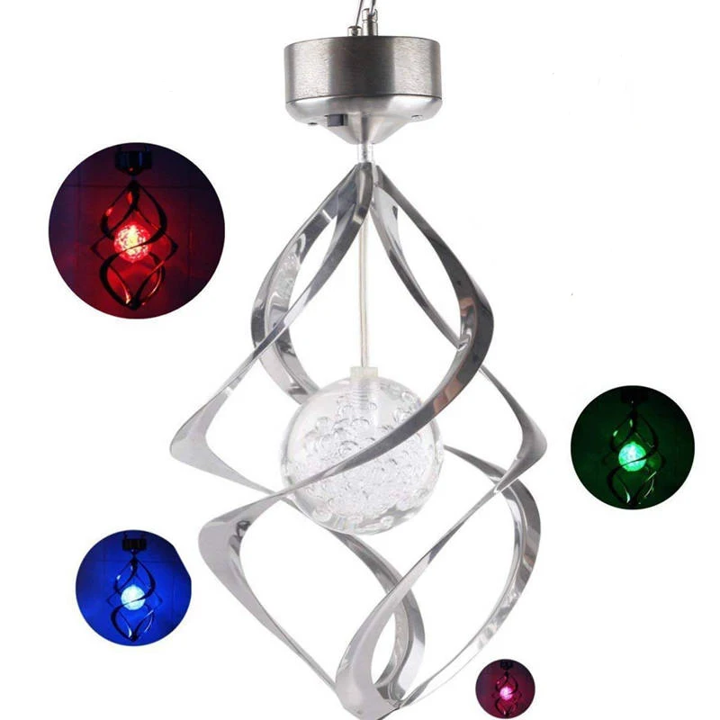 Светодиодная лампа на солнечной батарее уличный спиральный Спиннер с изменением