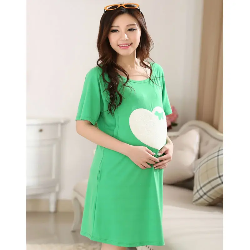 Зеленый с принтом Сердце летнее платье кормления Средства ухода за кожей для