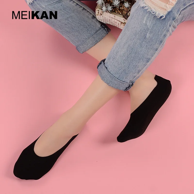 MKJC1904 MEIKAN Brand Women Invisible Socks Combed Cotton Non-slip High-Quality Fashion Soft Breathable Girl Sox Slippers Summer