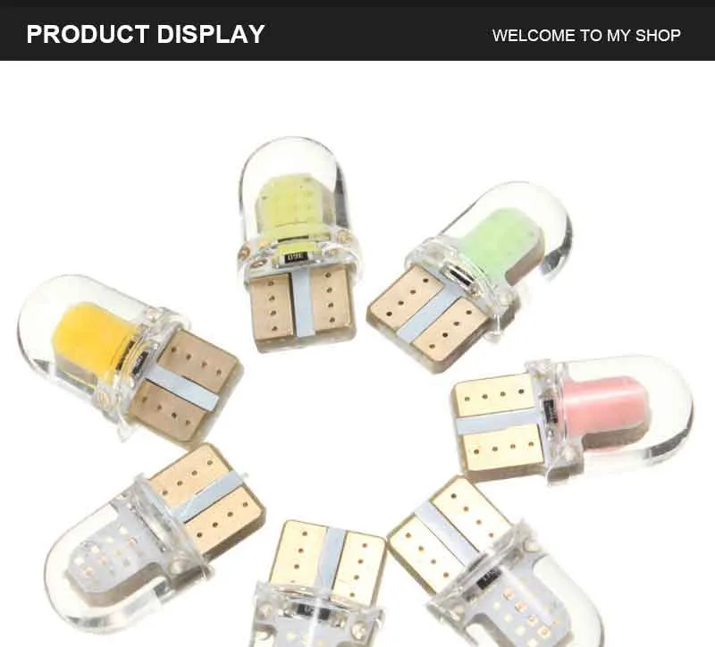 2 шт T 10 194 168 W5W COB 8 SMD 1 Вт 80 люмен кремнезема супер яркий светодиодный светильник с поворотом на сторону лампы 12 В постоянного тока