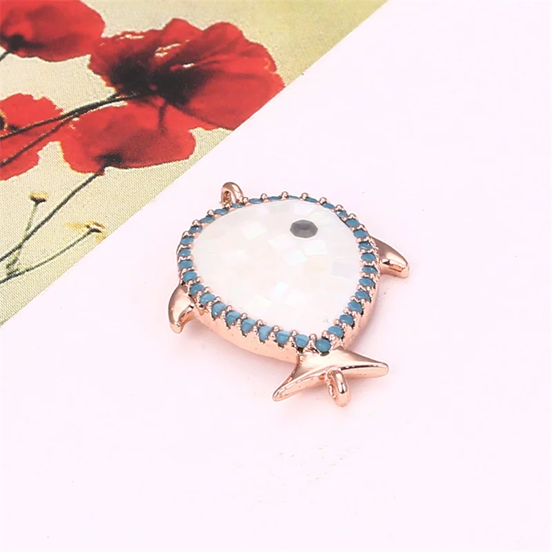 25 мм * 17 Micro Pave CZ Роскошный натуральный корпус Abalone ремесло ювелирных изделий Шарм