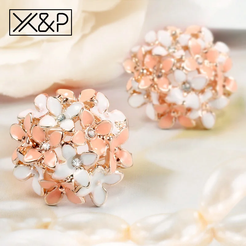 X & P корейский цветок Клевер кристалл серьги для женщин Женская мода