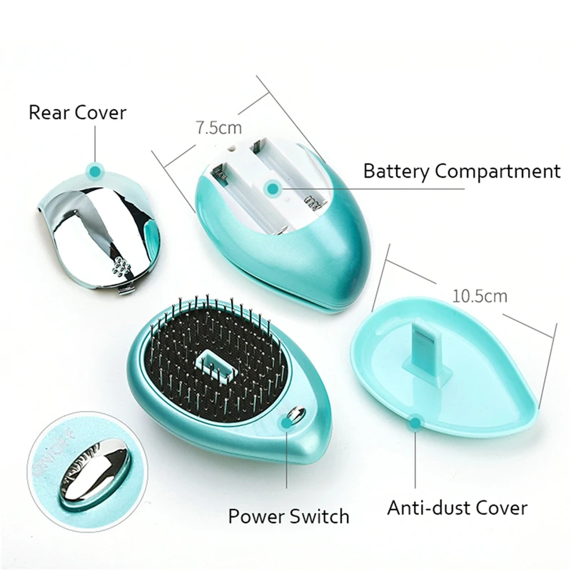 

1PC Portable Electric Ionic Hairbrush Outdoor Mini Hair Brush Negative Ions Comb Hair Brush Magic Comb Detangling Hair Brush New