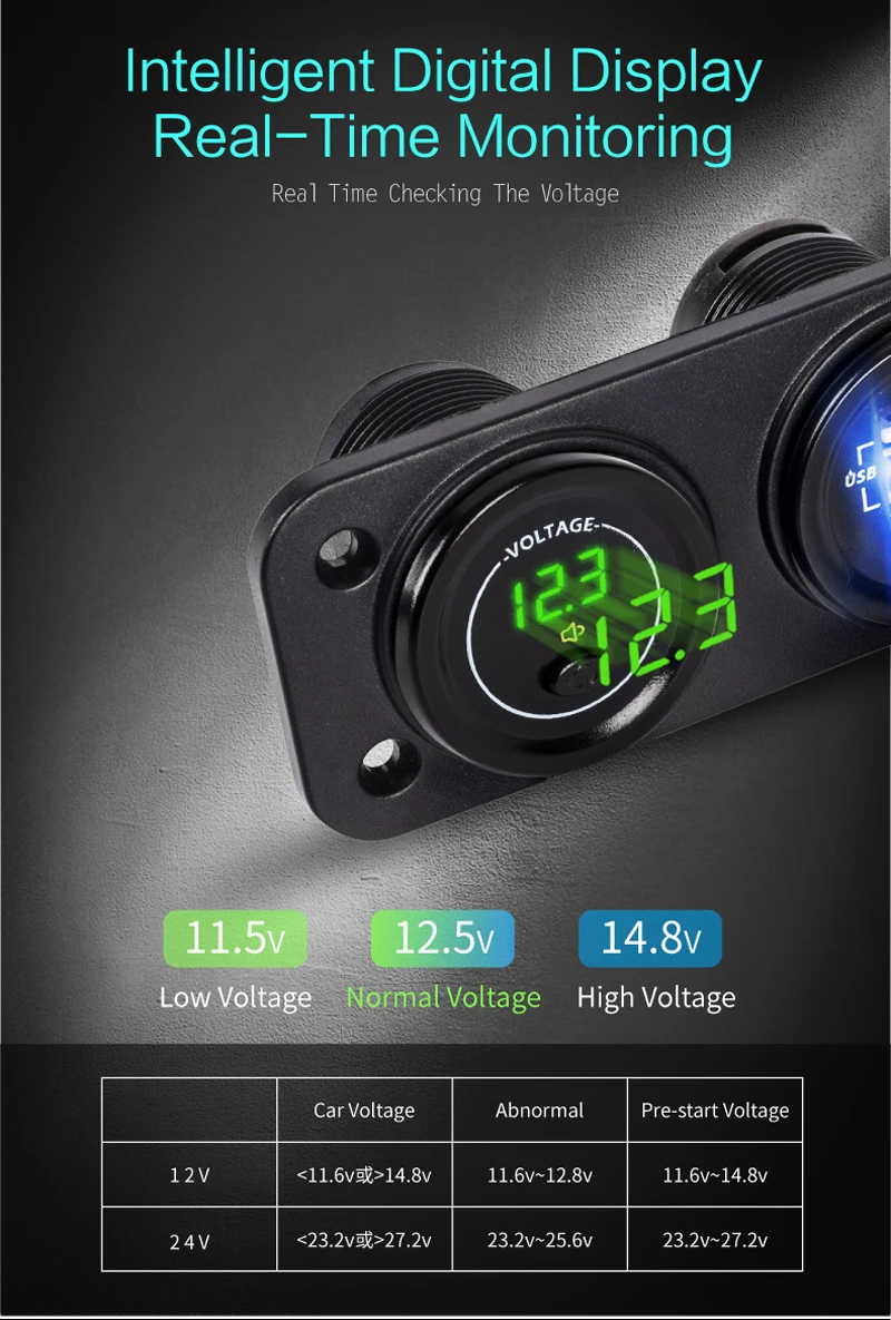 Обновление 12 V-24 V Dual USB Автомобильное зарядное устройство Зарядное устройство+ прикуриватель+ Вольтметр Автомобильный USB розетка с независимыми вкл/выкл 2,1+ 2.1A авто зарядное устройство для Зарядное устройство