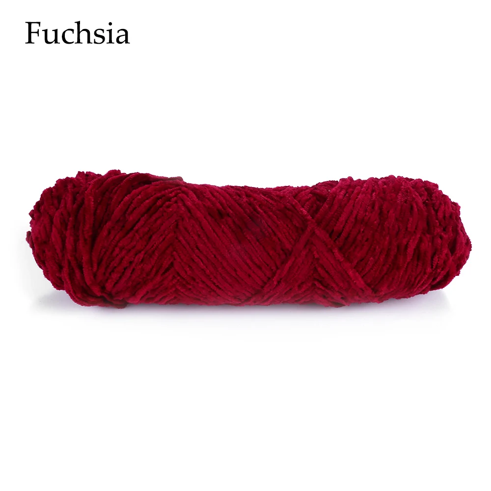 fuchsia 1 шт., 100 г, 4 мм-5 мм, шенилловая пряжа, бархатная пряжа, текстурированный полиэстер, смешанный хлопок, предлагаем DIY свитер, шарф, линия, шерстяная пряжа - Цвет: fuchsia