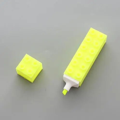 Yellow Детские канцелярские товары, креативные строительные блоки, 6 цветов, маркеры, хайлайтер, художественная книга, скрапбук, развитие IQ, цветная маркерная ручка - Цвет: Yellow