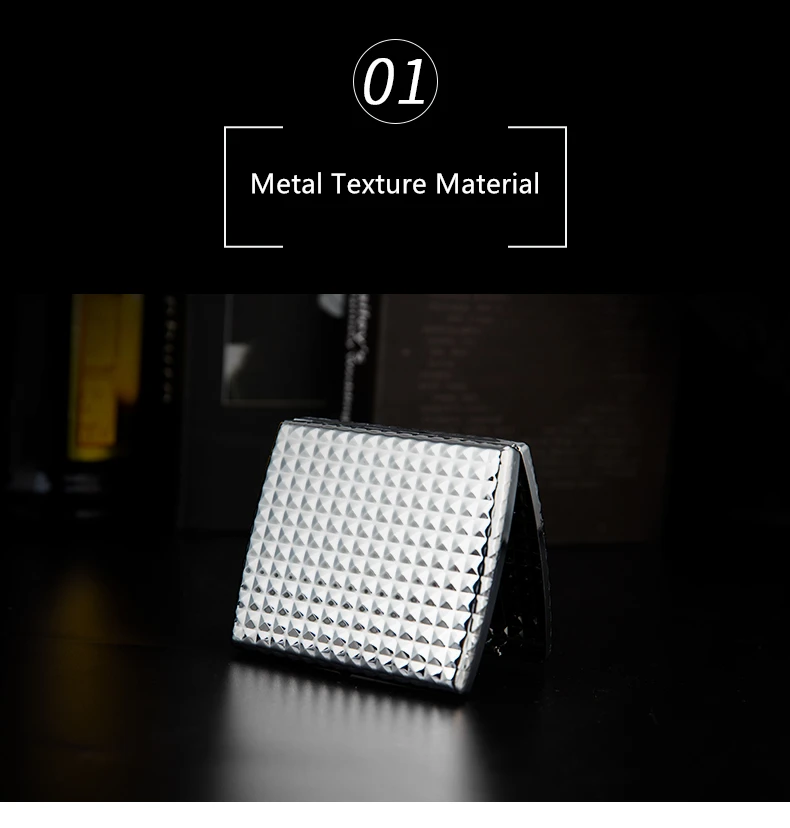 Bright Chrome Irregular Embossed Version 20 Pcs High-end Stainless Steel Boutique Cigarette Case Box KUBOY Slim Gift