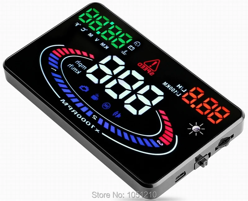 Ouchuangbo E300 5 дюймов OBDII EUOBD HUD Автомобильный дисплей с разноцветным двигателем