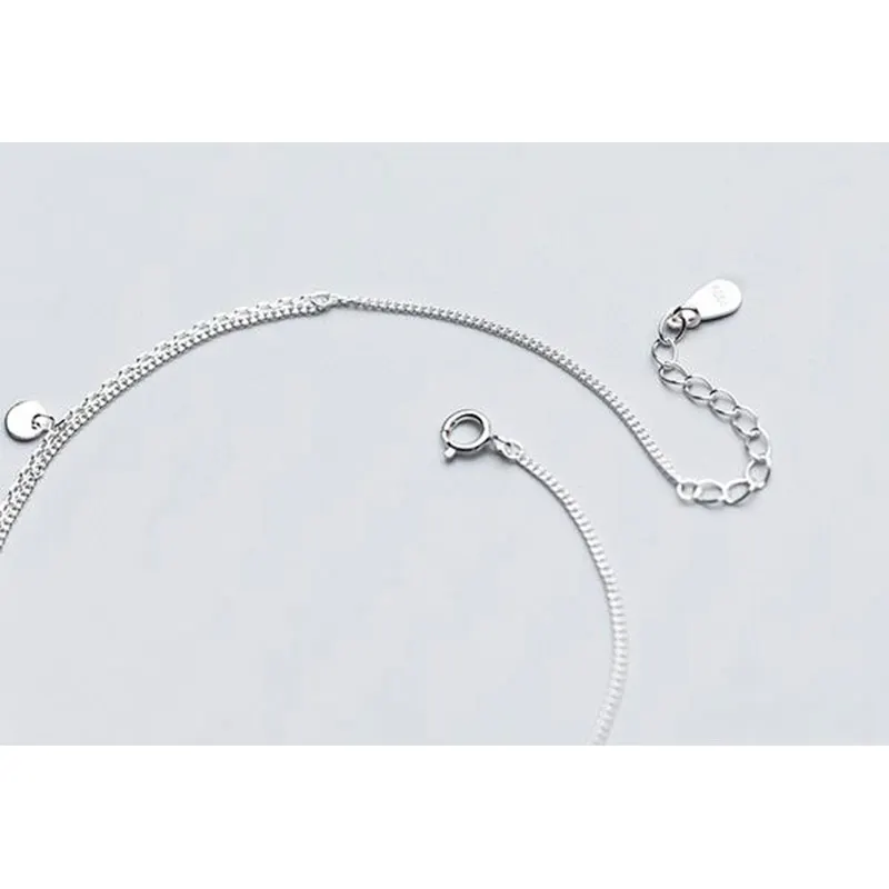 Женские двухслойные браслеты на ногу из стерлингового серебра 925 пробы простые