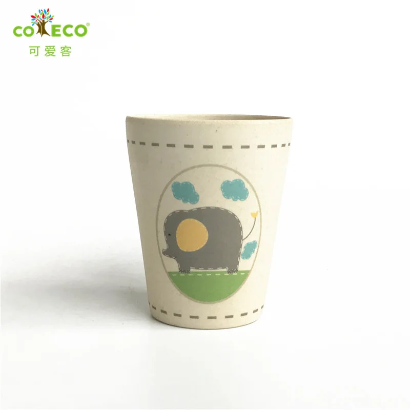 Round Elephant COECO бамбуковая детская чашка для воды, экологическая чашка для кормления детей, мультяшная чашка для молока и сока для детей - Цвет: Round Elephant