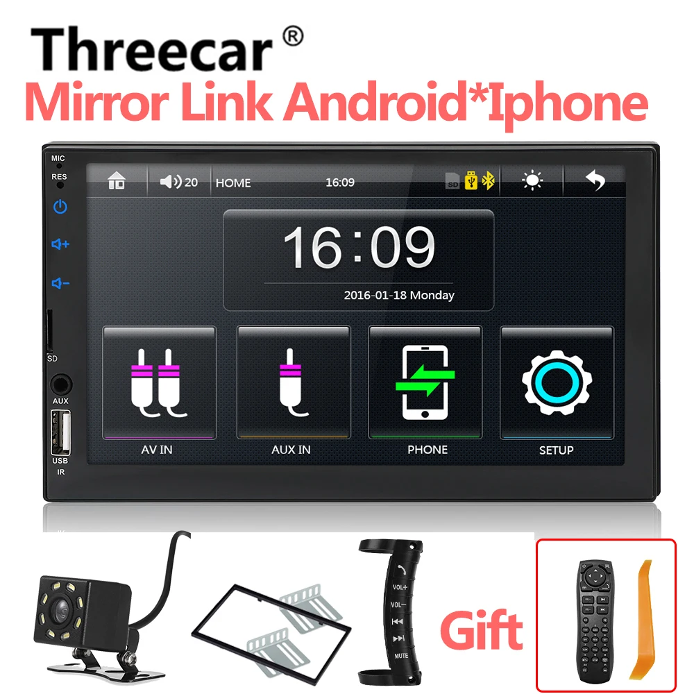 Автомагнитола 7049D HD " сенсорный экран стерео 2 Din Bluetooth FM SD USB Aux вход Зеркало Ссылка Android Mp5 плеер
