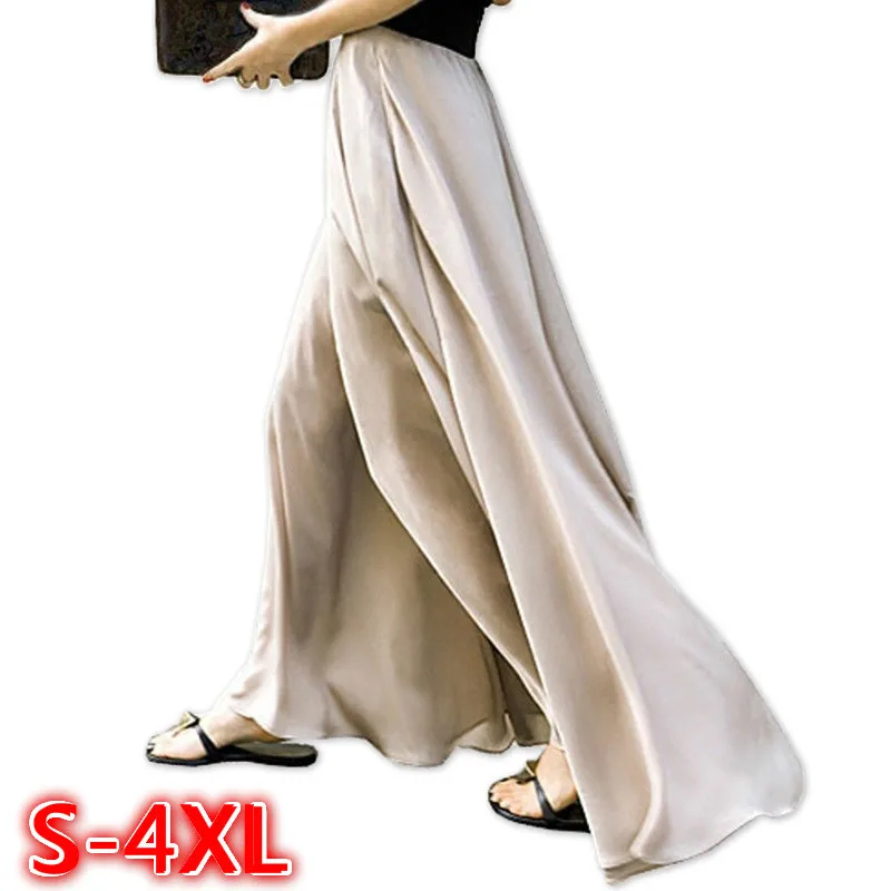 Имитация атласное шелковое брюки эластичный пояс плюс размер женские модные