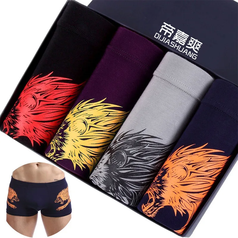 4 шт./упак. Мужское нижнее белье из модала дышащие трусы боксеры со средней