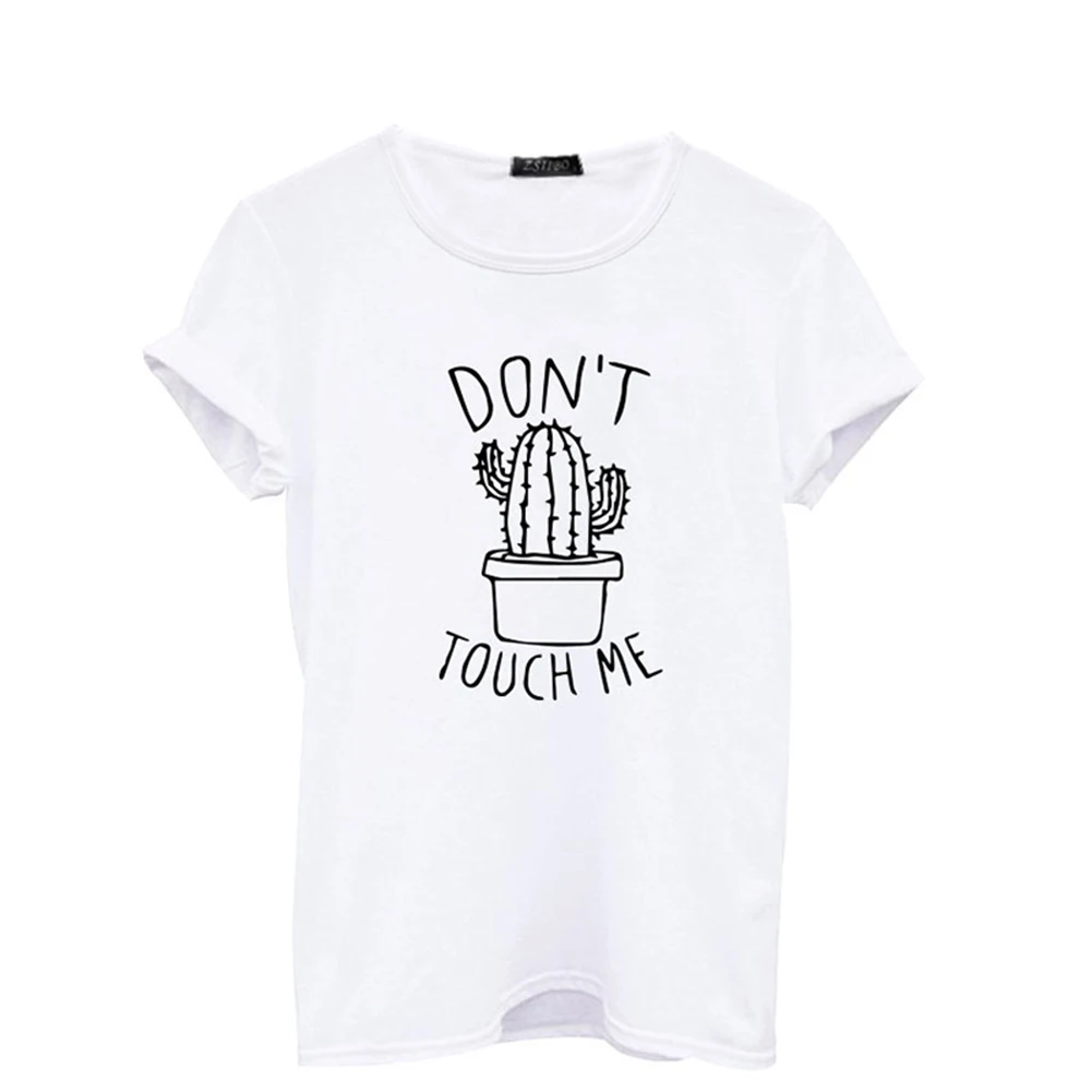 Женская футболка с принтом кактуса хлопковая Однотонная короткими рукавами и