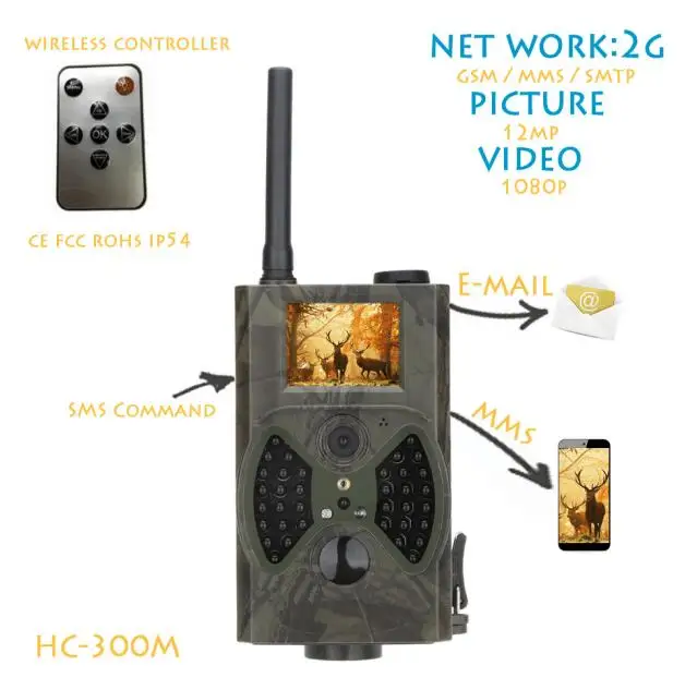 Охота Камера Новый HC 300M Скаутинг HD GPRS и MMS цифровой инфракрасный след gsm ИК s|hunting