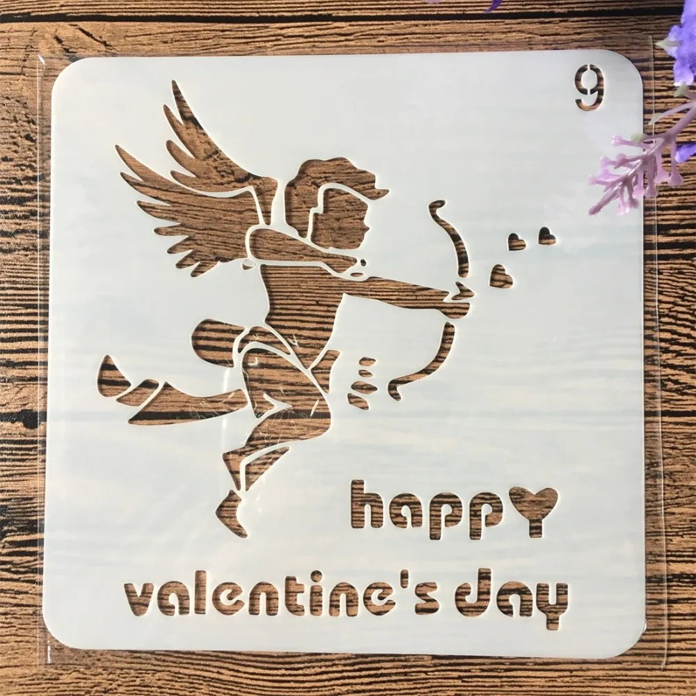 1 пара 13 см цветок Счастливого Дня Святого Валентина DIY Craft Layering Stencils живопись