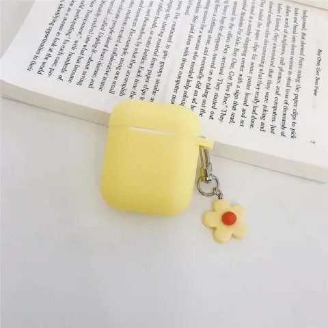 Цветок кулон мягкий силиконовый наушник чехол для apple airpods зарядная коробка Bluetooth беспроводные наушники защитный чехол сумка - Цвет: yellow