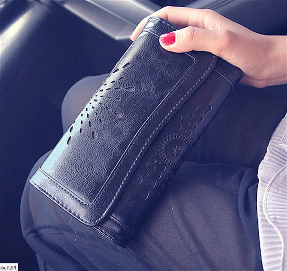 Винтажный женский клатч из искусственной кожи удлиненный кошелек с кредитницей