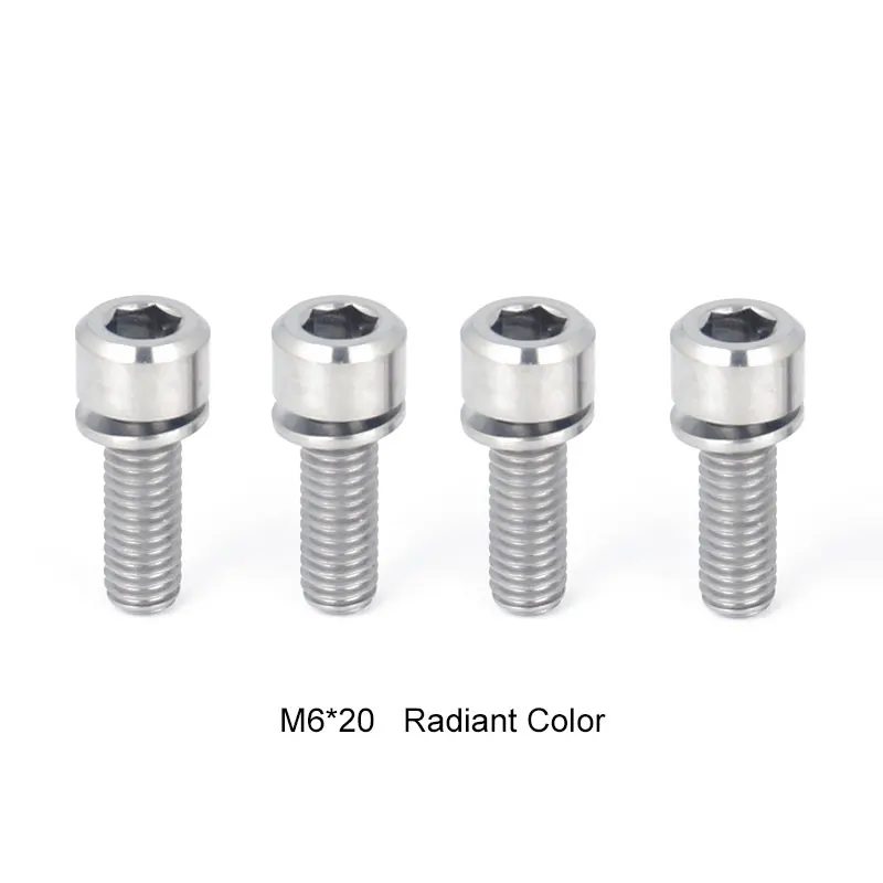 M6X20 Titanium Deemount 4 шт. M6* 16/18/20 W/шайба Титан сплав велосипедный дисковый тормозной суппорт крепежные болты MTB велосипед стоп-сигнал для крепления рукоятки стопорный винт - Цвет: M6X20 Titanium